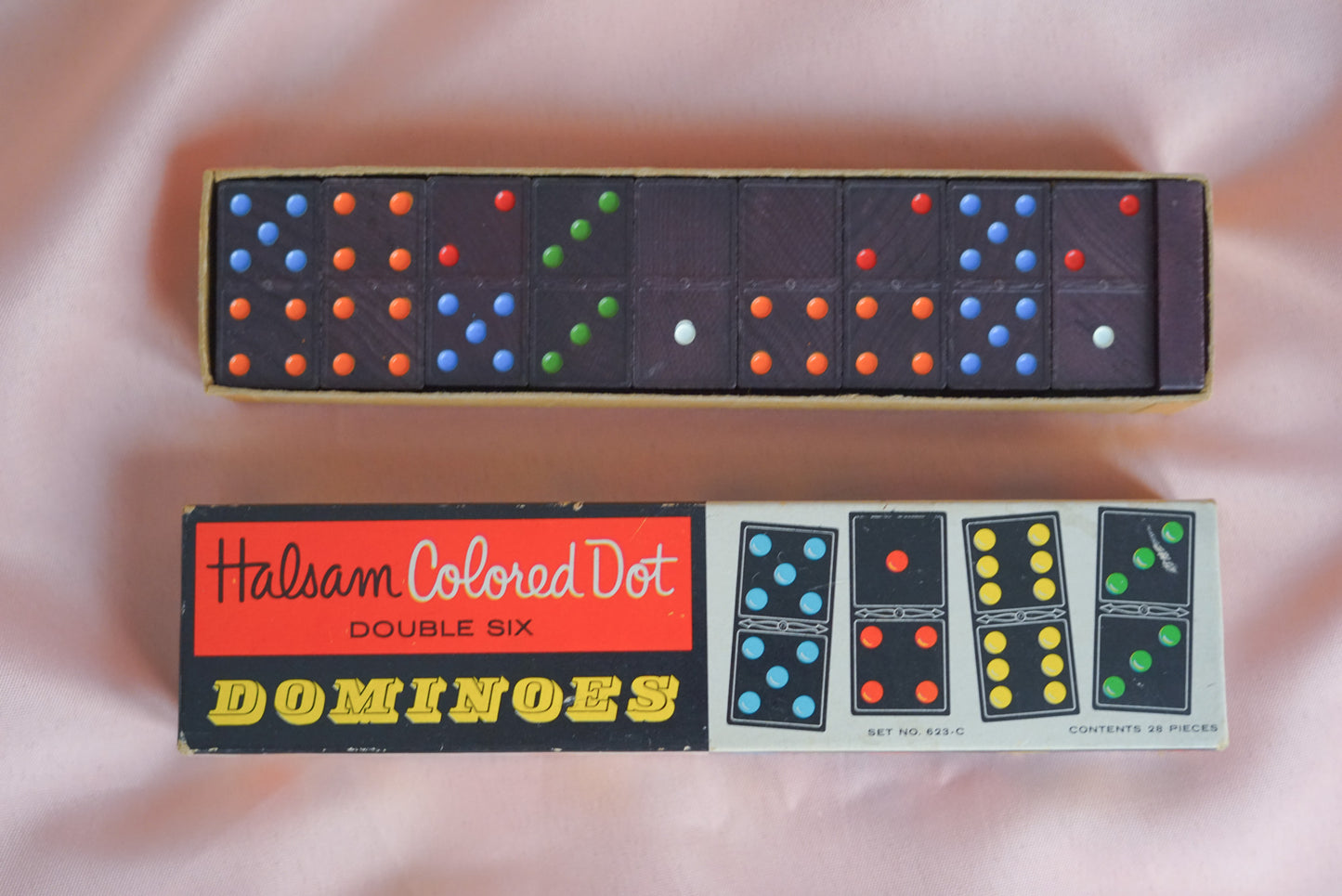 Halsam - Colored Dot Double Six Dominoes Set