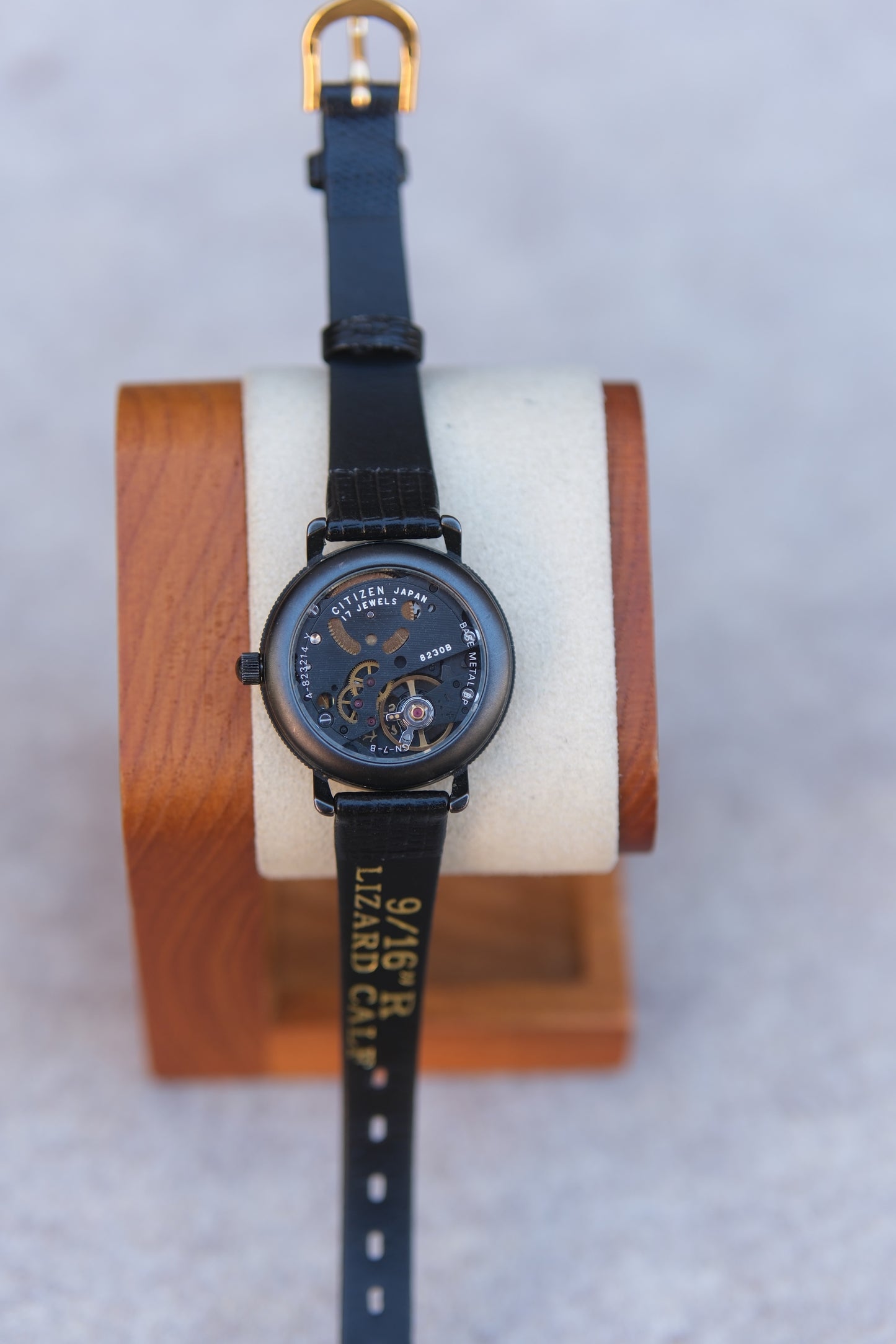 Vintage Circa 1988 Citizen 17 Jewels Skeleton Automatic Watch | Matte Black PVD | Open Heart Movement | Roman Numeral Bezel | New Strap