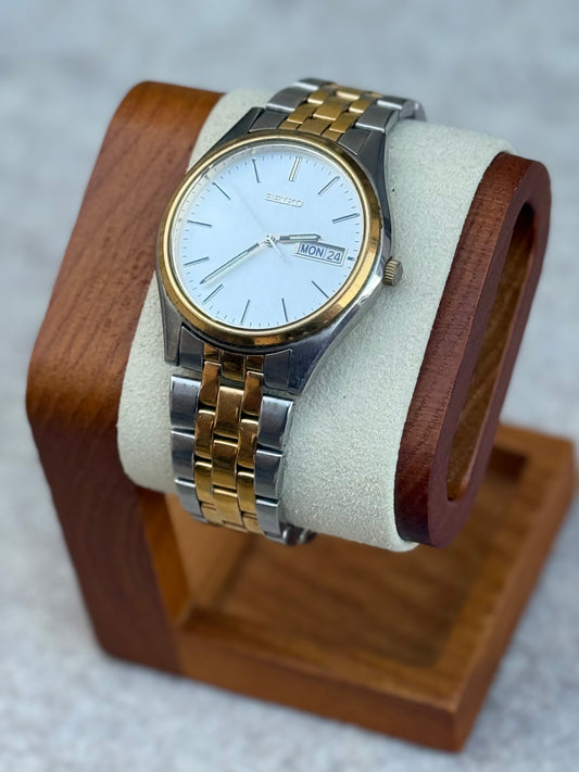 1989 Seiko Quartz Day-Date — Two-Tone Silver & Gold