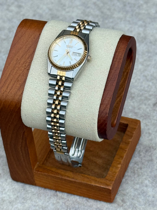 Seiko Quartz Two-Tone Day-Date Watch (Manufactured June 1986)