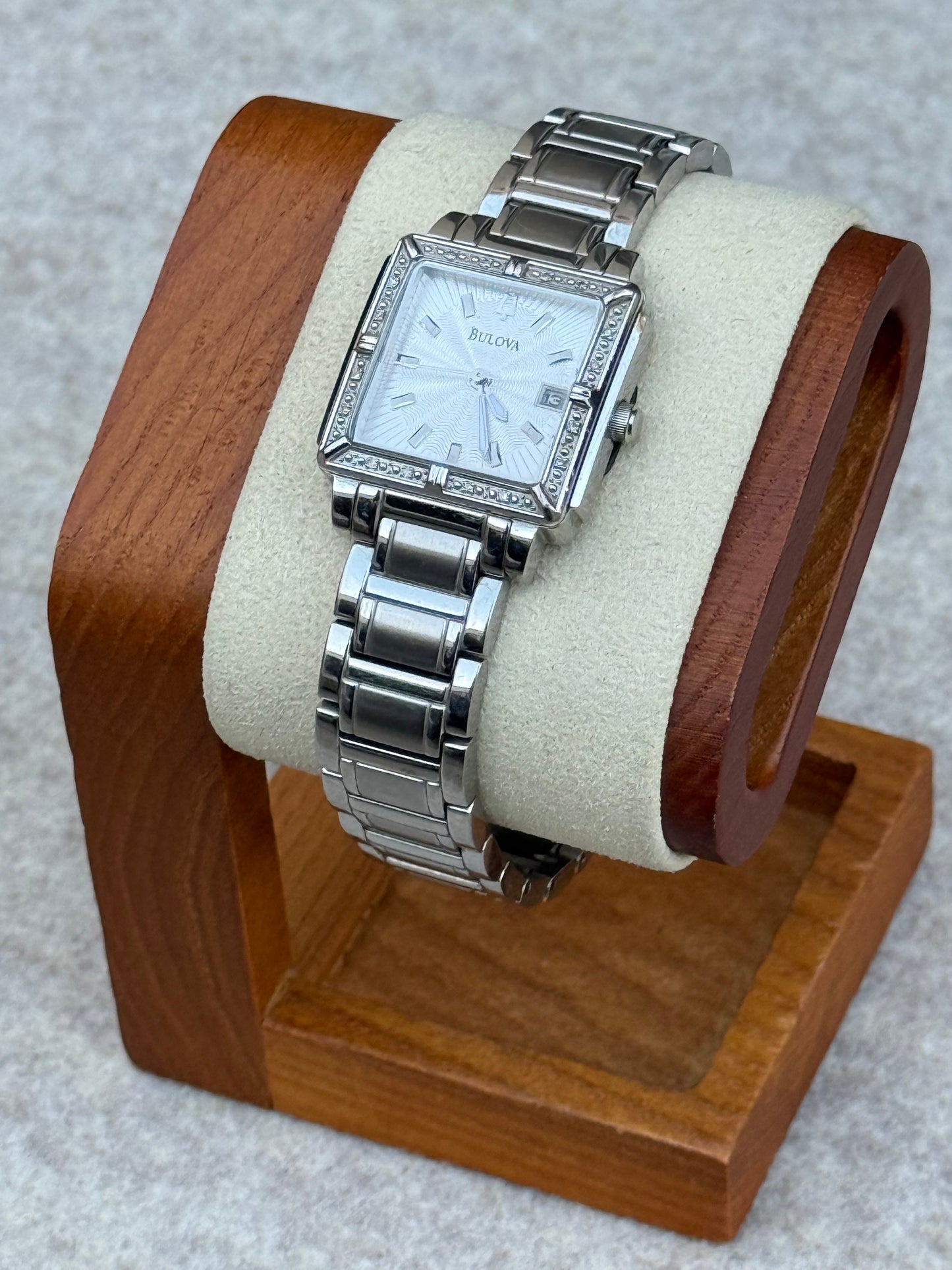 Bulova Rectangular Stainless Steel Dress Watch