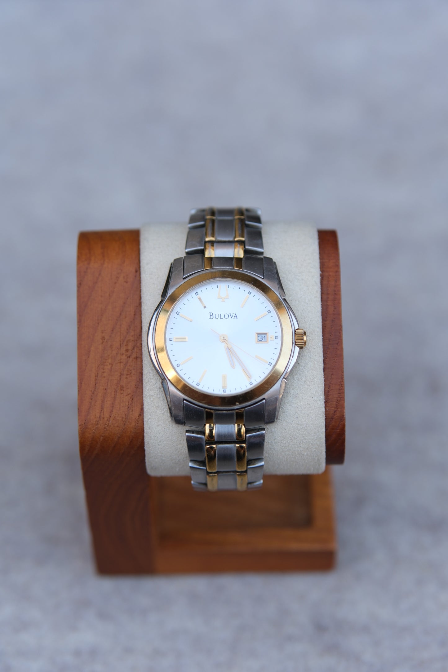 Bulova Quartz Dress Watch | White Sunburst Dial | Two-Tone | Date | 37mm | 2009