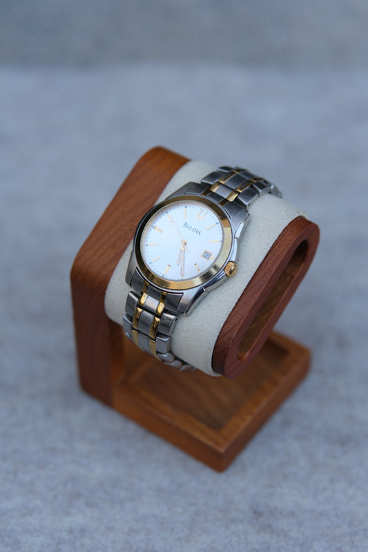 Bulova Quartz Dress Watch | White Sunburst Dial | Two-Tone | Date | 37mm | 2009
