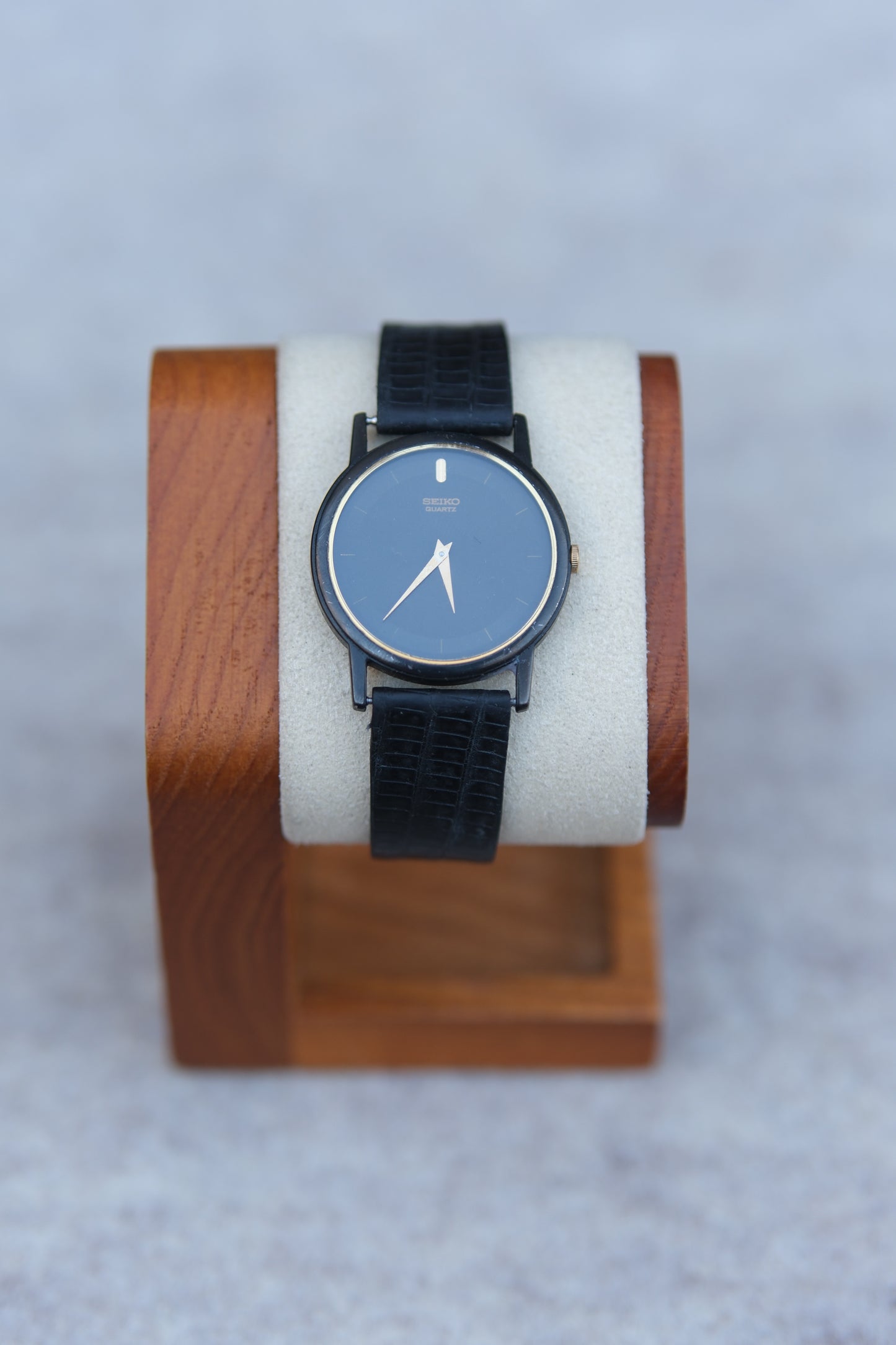 May 1985 Seiko Quartz Dress Watch | Black PVD | Gold Accent | Black Dial | 32mm
