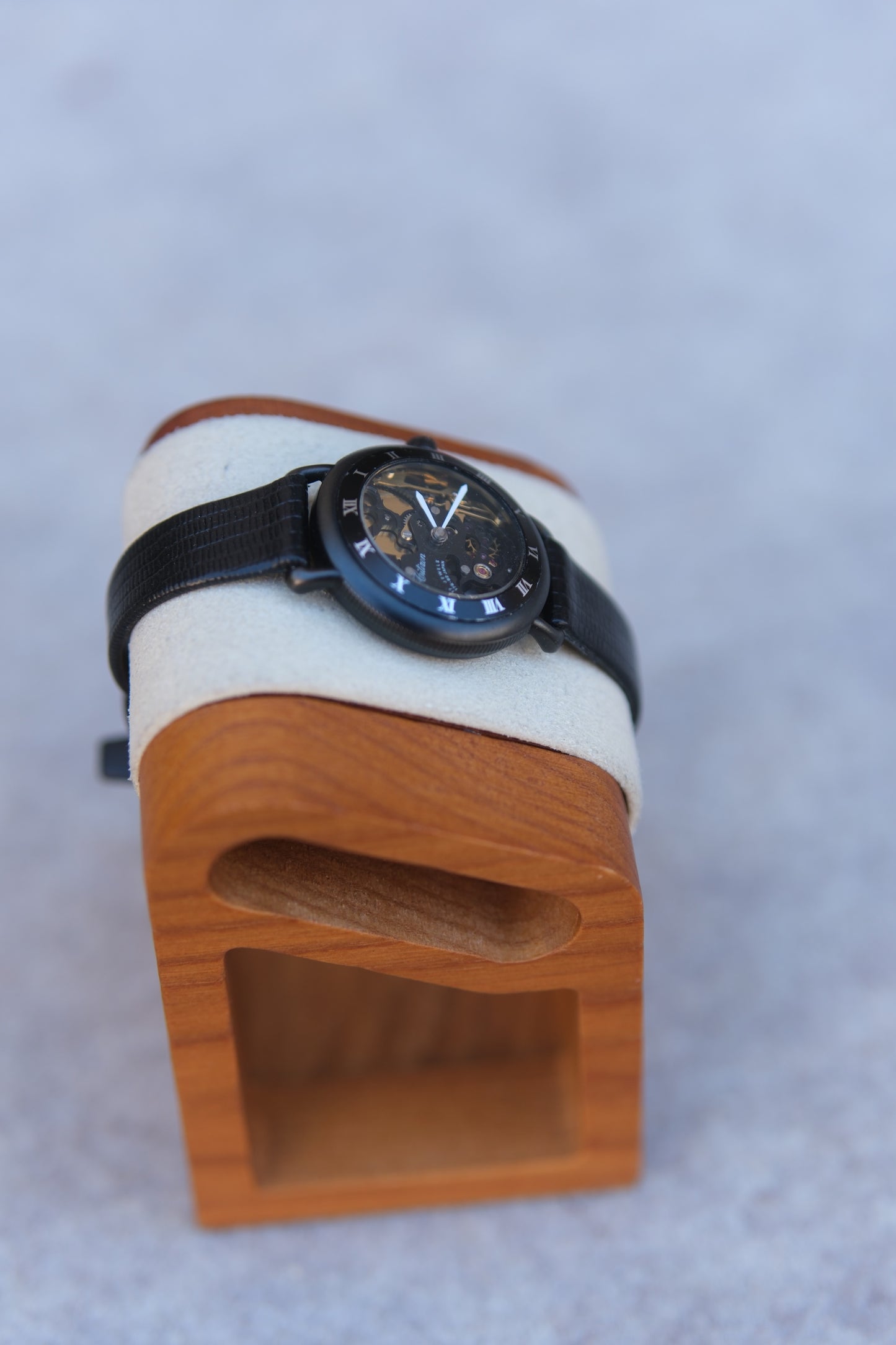 Vintage Circa 1988 Citizen 17 Jewels Skeleton Automatic Watch | Matte Black PVD | Open Heart Movement | Roman Numeral Bezel | New Strap