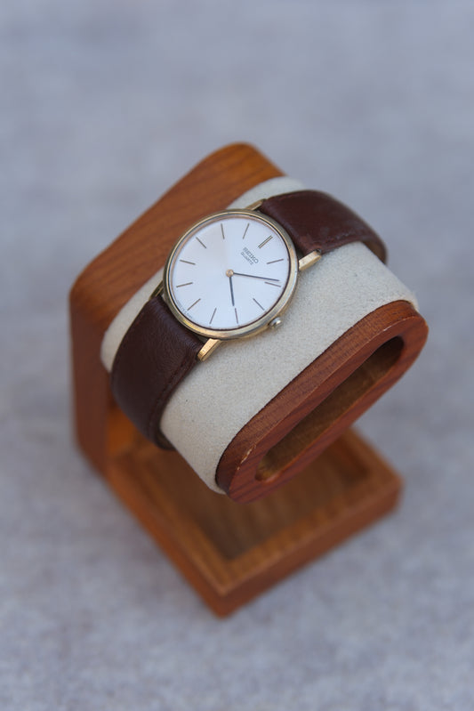 Circa Late-1970s Seiko Quartz Dress Watch | Cream Dial | Brown Leather | 32mm