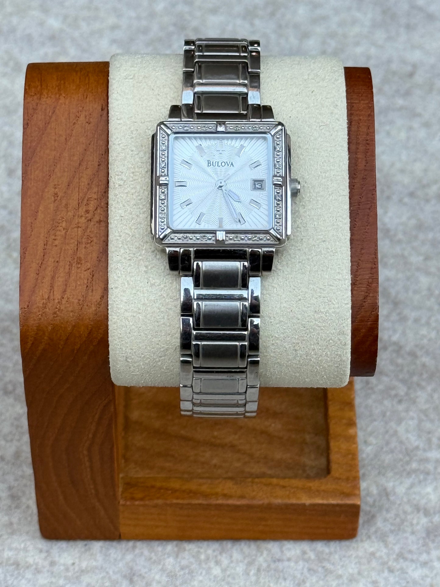 Bulova Rectangular Stainless Steel Dress Watch