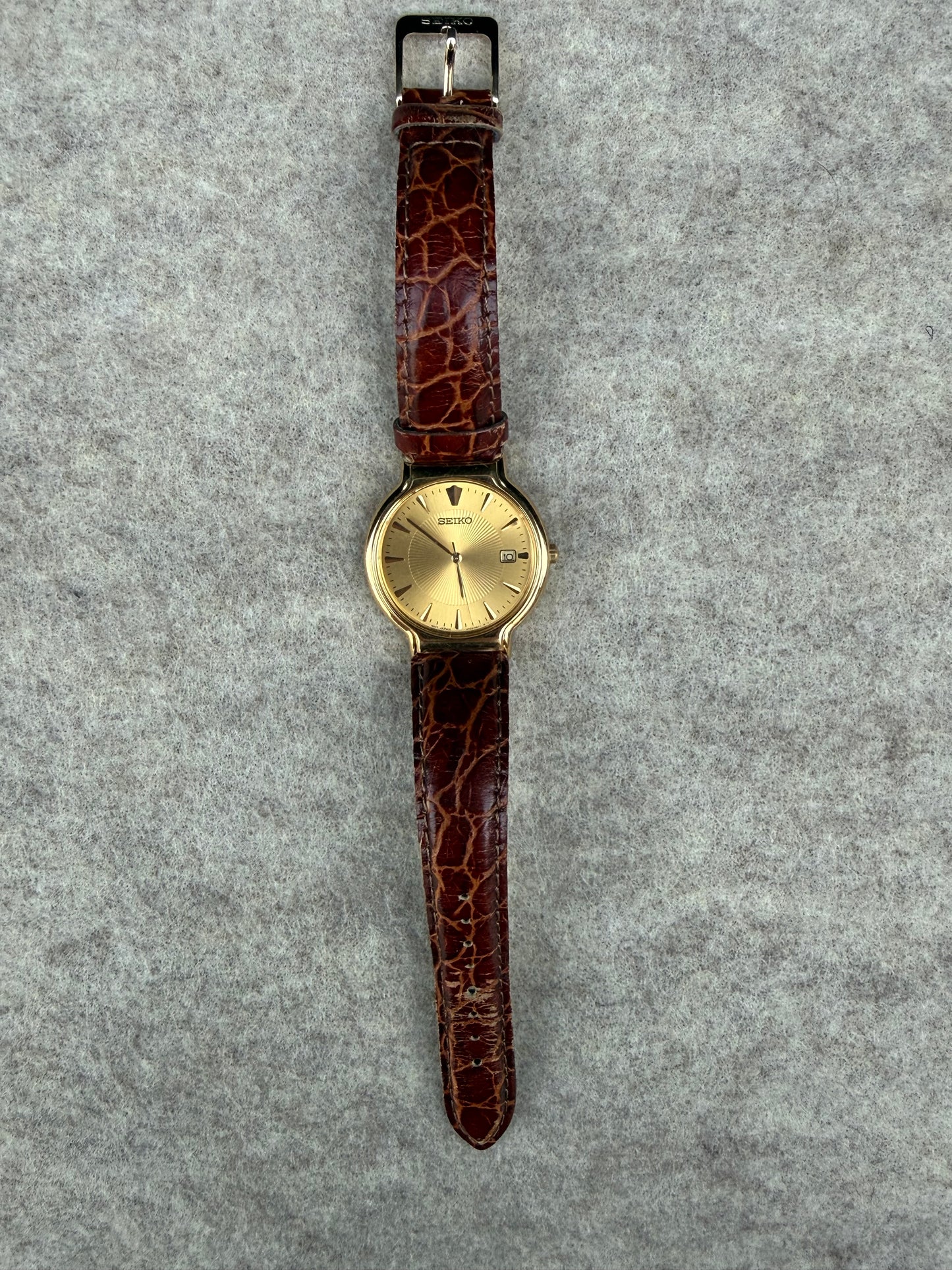 1998 Seiko Gold-Tone Sunburst Quartz Dress Watch