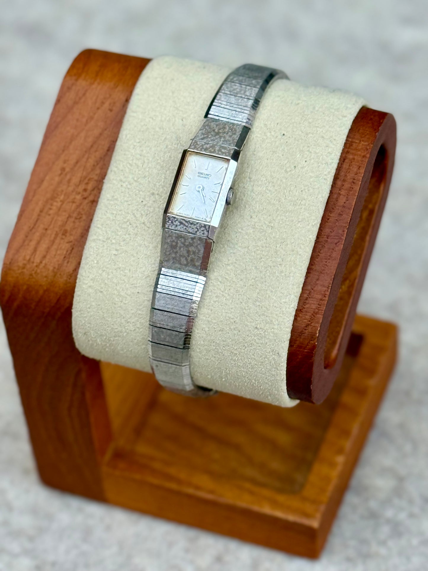 Seiko Linen Dial Rectangular Dress Watch — September 1984